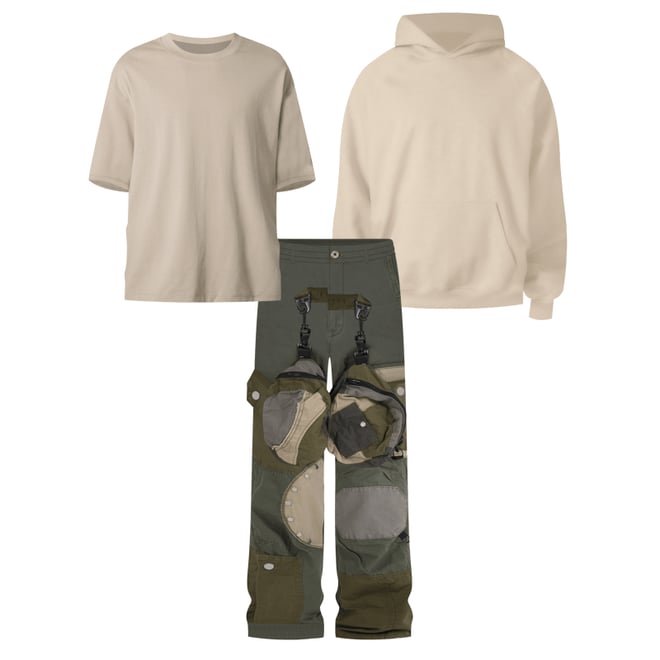 Patchwork Cargo Pants - Olive | mnml | shop now