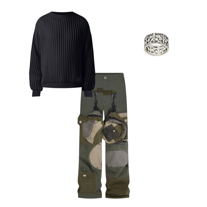 Patchwork Cargo Pants - Olive | mnml | shop now