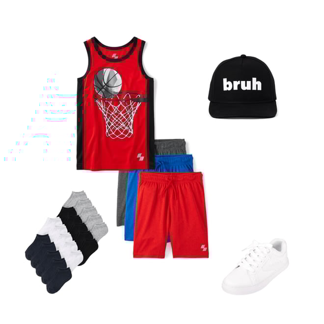 1st bundle featuring 4 items which compliment Boys Basketball Performance Tank Top