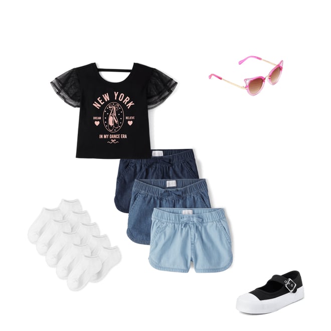2nd bundle featuring 4 items which compliment Girls Graphic Flutter Top