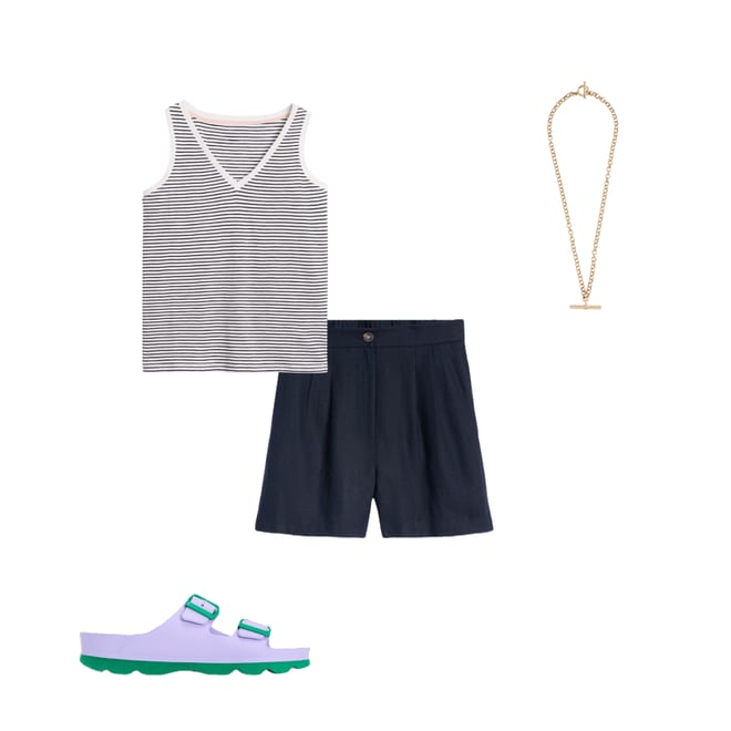 3rd bundle featuring 3 items which compliment Regular V-Neck Slub Vest-Navy, Ivory Stripe