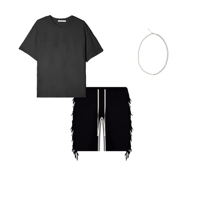 Fringe Velour Sweatshorts - Black | mnml | shop now