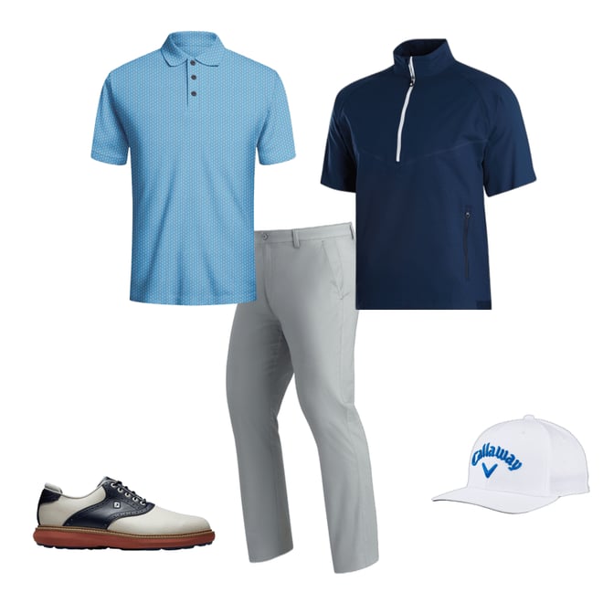FootJoy Short Sleeve Zephyr Windshirt Golf Pullover Navy - Carl's 
