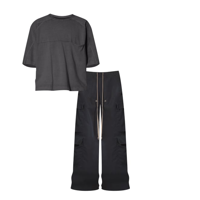 Black Double Cargo Rave Pants | mnml