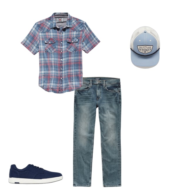 1st bundle featuring 3 items which compliment  Winchester Vintage Washed Western Shirt - Red/Navy/White