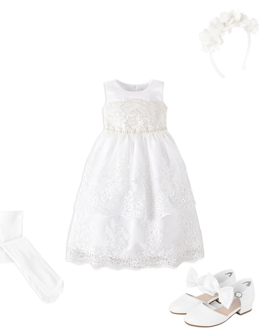 3rd bundle featuring 3 items which compliment Girls Lace Applique Tiered Dress