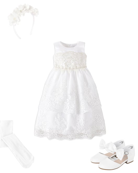 2nd bundle featuring 3 items which compliment Girls Lace Applique Tiered Dress