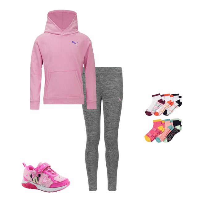 PUMA Big Girls Full Length Leggings, Color: Castlerock Heather