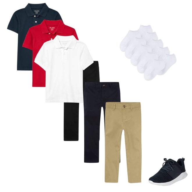 1st bundle featuring 3 items which compliment Boys Uniform Stretch Straight Chino Pants 3-Pack