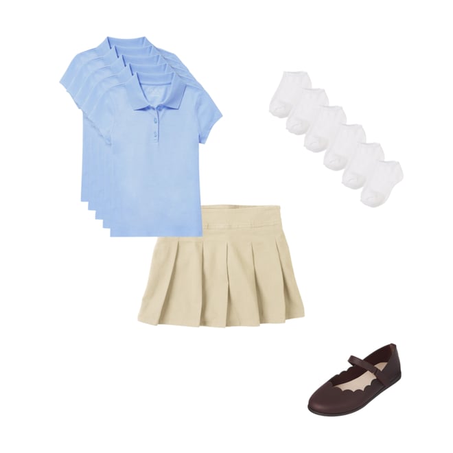 Girls Uniform Twill Woven Pleated Skort