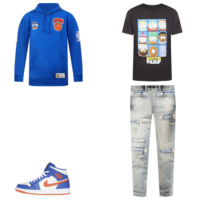 Shop Mitchell & Ness New York Knicks City Collection Fleece Hoodie FPHD4987-NYKYYPPPROYA blue
