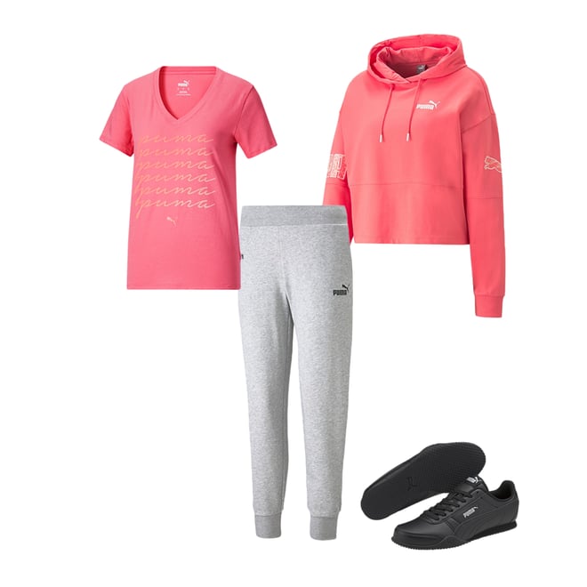 Sudadera mujer PUMA power tape cropped hoodie TR 848431 rosa