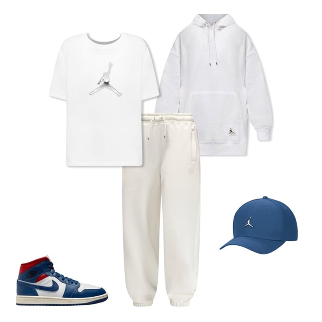 Jordan AIR JORDAN 1 MID - Sneaker high - white/french blue/gym  red/sail/black/weiß 