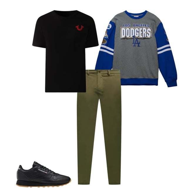 Mitchell & Ness Sweatshirt - All Over Crew 2.0 - La Dodgers - Grey and Dodger Blue - FCPO3400 M