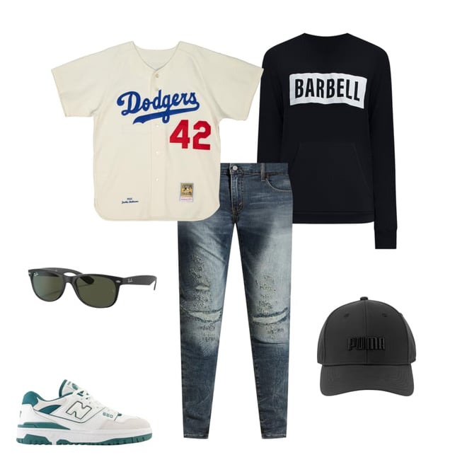 Nike Men's Brooklyn Dodgers Cooperstown Jackie Robinson Jersey - Black -  Hibbett