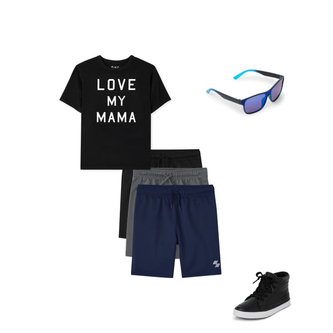 Kids Matching Family Short Sleeve Love My Mama Graphic Tee - BLACK