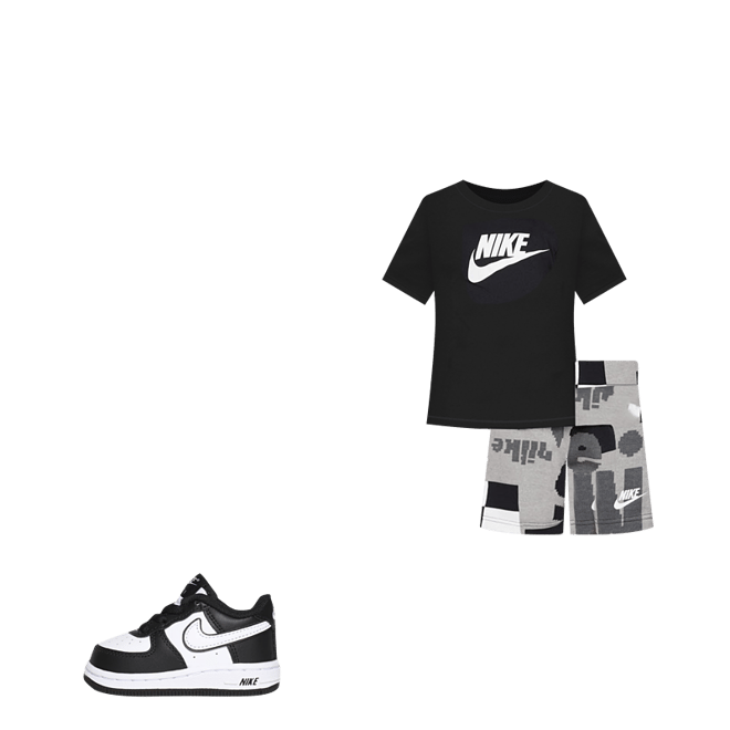 Nike Unisex Kids Force 1 LV 2 Sneakers Black/White DV1624-001 Size US:10C