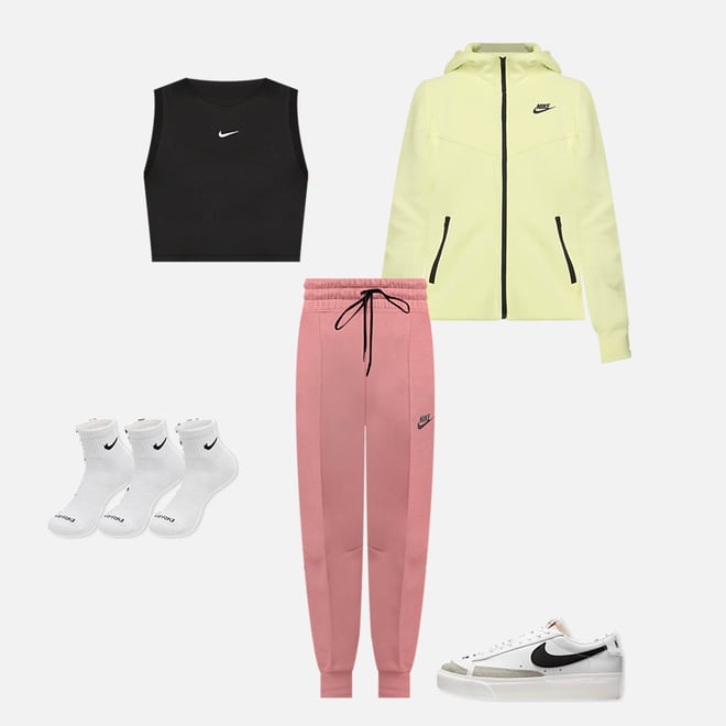 Nike Tech Fleece Pants Peach Pink Joggers Taped Slim Bottoms Women