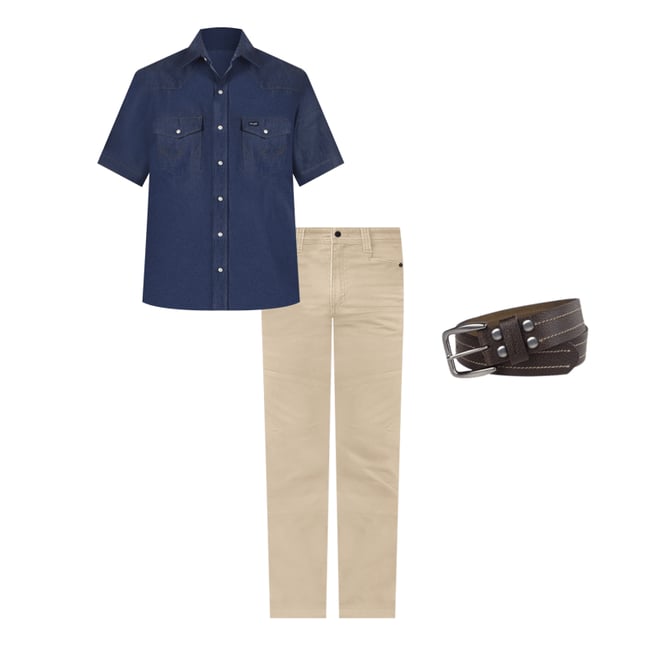 Cowboy Cut® Firm Finish Denim Short Sleeve Work Western Shirt in Rigid Indigo