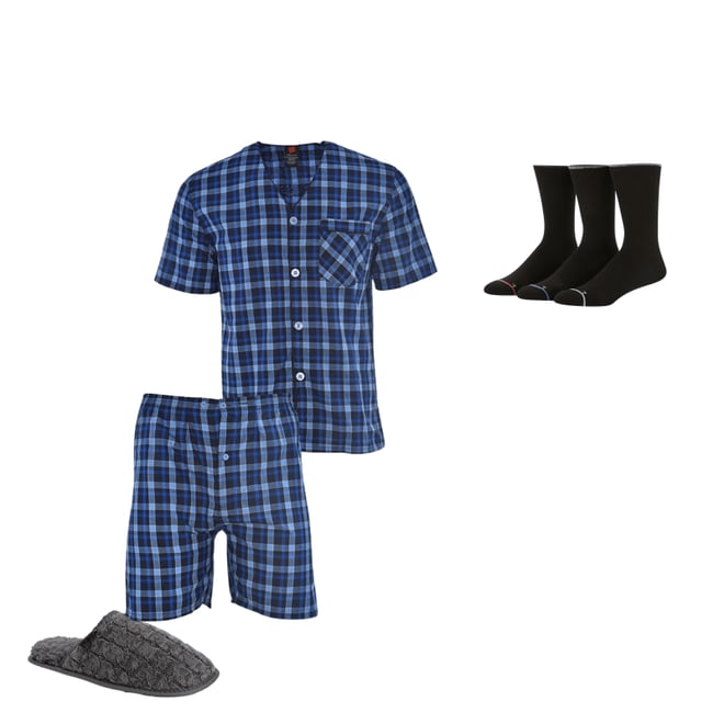 Hanes men's short sleeve hot sale short leg pajama set