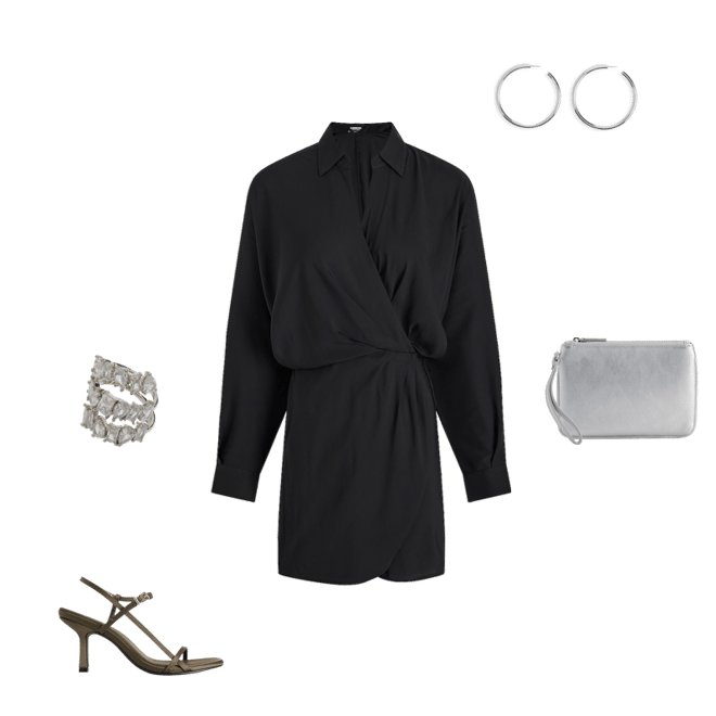 Deep V-neck Surplice Shirt Romper