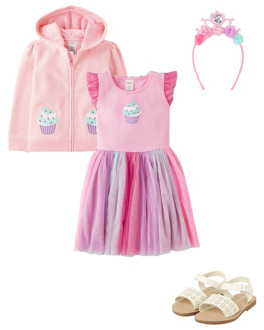 4th bundle featuring 3 items which compliment Girls Embroidered Cupcake Fleece Zip Up Hoodie