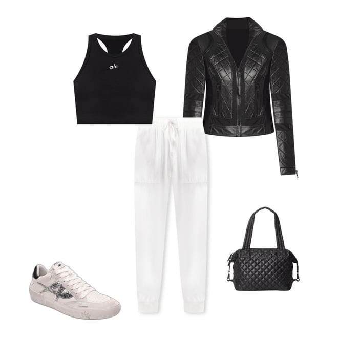 Blanc Noir Leather Mesh Moto Jacket Bloomingdale s