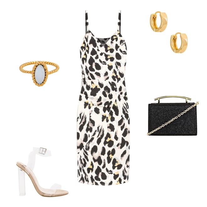 fierra midi dress in leopard