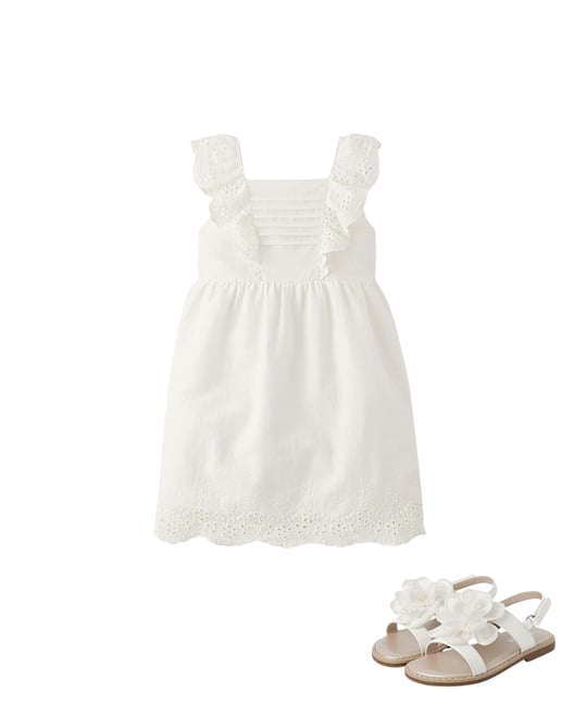 Girls Mommy And Me Short Sleeve Eyelet Linen Blend Flutter Dress SIMPLYWHT Gymboree CA