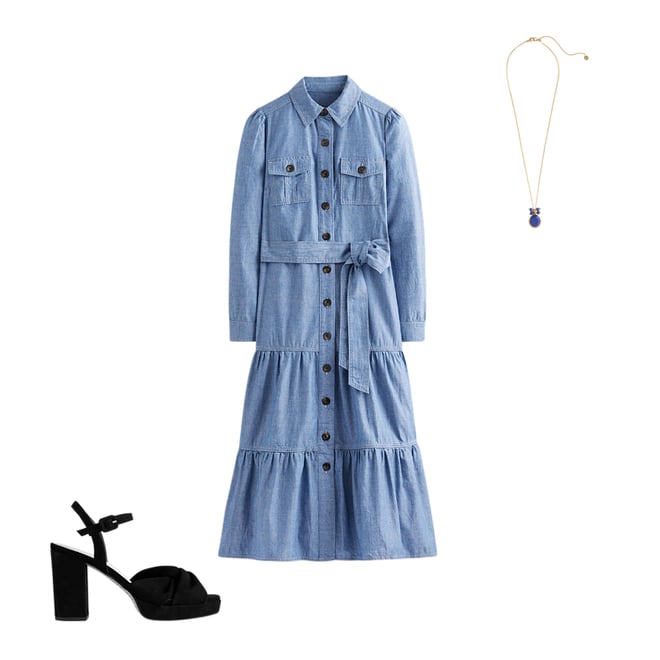 Lily Chambray Midi Shirt Dress - Chambray