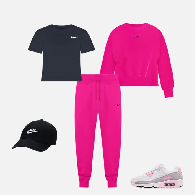 Women's Nike Air Fleece Sweatpants Joggers Pink Two Tone Medium