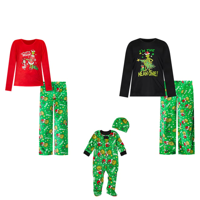 Family Womens Tall Grinch Dr. Seuss Crew Neck Long Sleeve 2-pc. Pant Pajama  Set