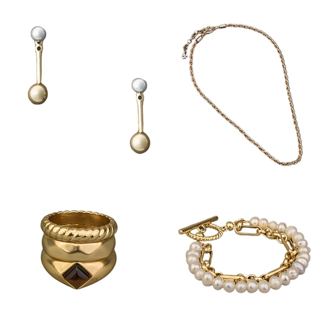 Lucky Brand Gold-Tone Bee Glass Bead Threader Earrings
