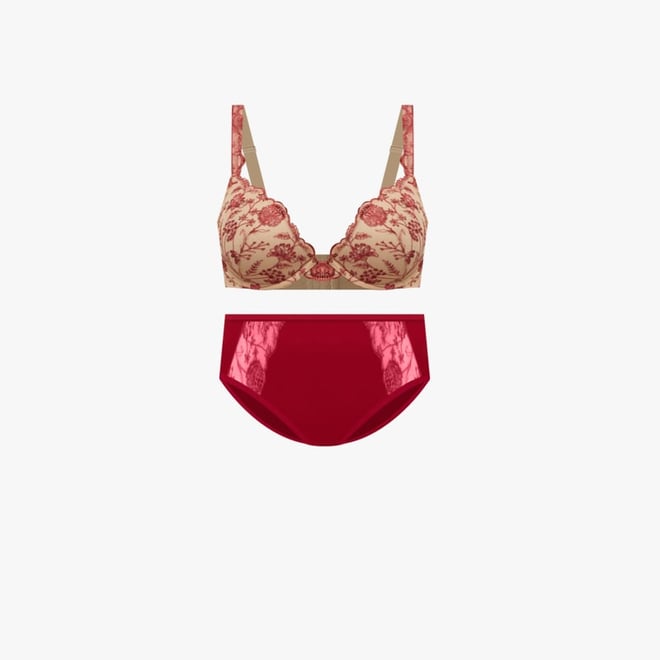 Soma Women's Wildflower Embroidered Push-up Bra In Red Size 34d