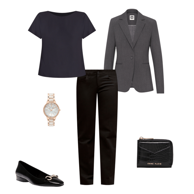 Anne Klein Zinc Black Melange 2 Button Jacket Zinc 8