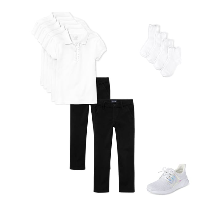 1st bundle featuring 3 items which compliment Girls Uniform Stretch Skinny Chino Pants 2-Pack - Slim