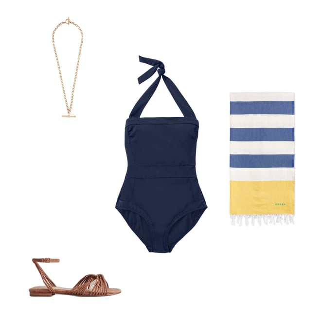 Navy halter neck swimsuit online