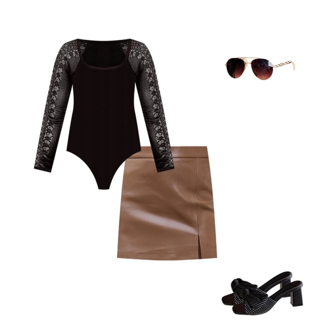 Wish I Could Go Back Brown Faux Leather Mini Skirt