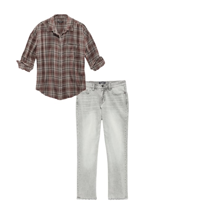 1st bundle featuring 1 items which compliment  Paden Oversized Shirt - Brown Multi