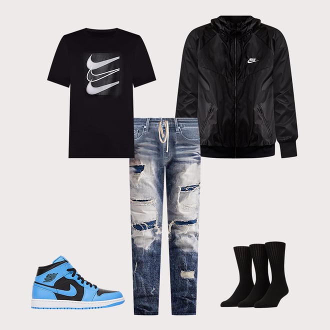 Nike Windrunner Hooded Jacket - Black/Khaki - MODA3