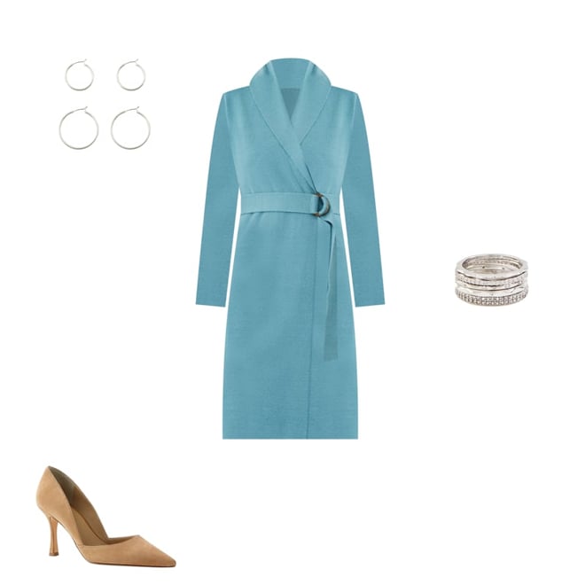 Shawl Collar Belted Wrap Sweater Dress