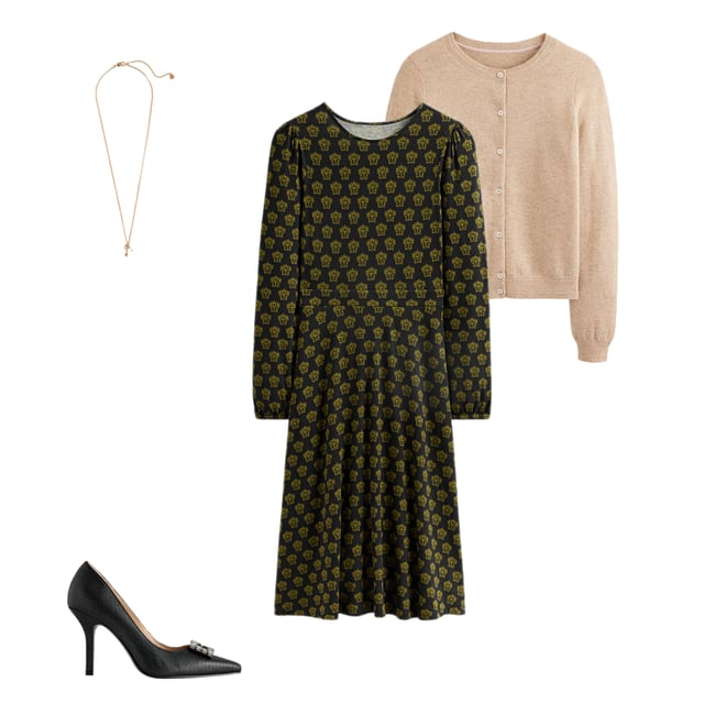 Camille Jersey Midi Dress Black Lily Boden UK