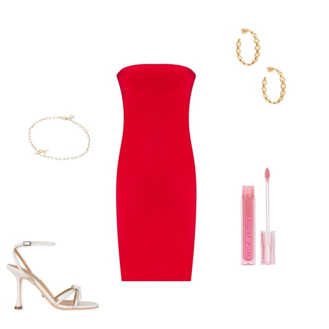 open lace back dress Michael Costello X Revolve Follie Gown in Red