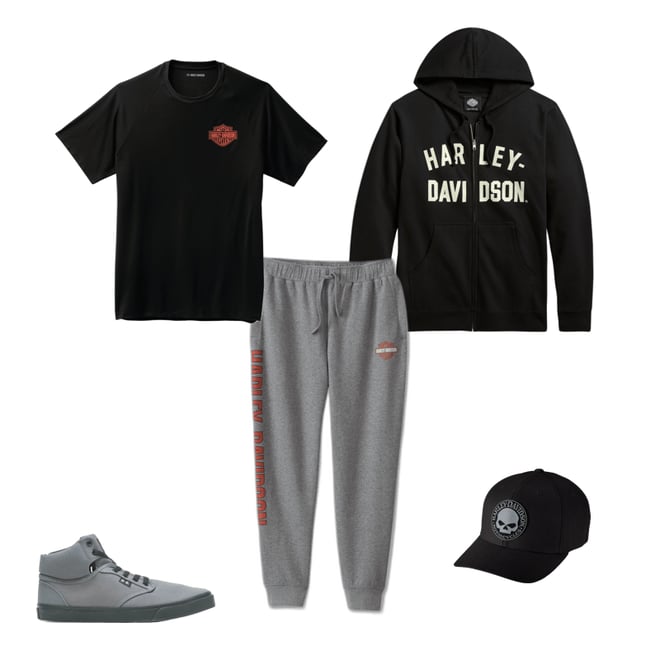 Harley davidson jacket and hotsell sweat pants set