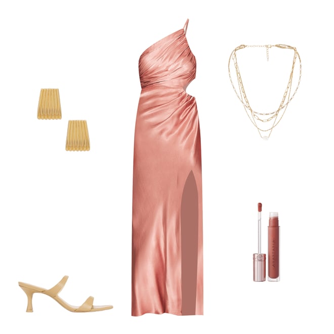 1st bundle featuring 4 items which compliment La Lune Asymmetrical Gathered Maxi Dress