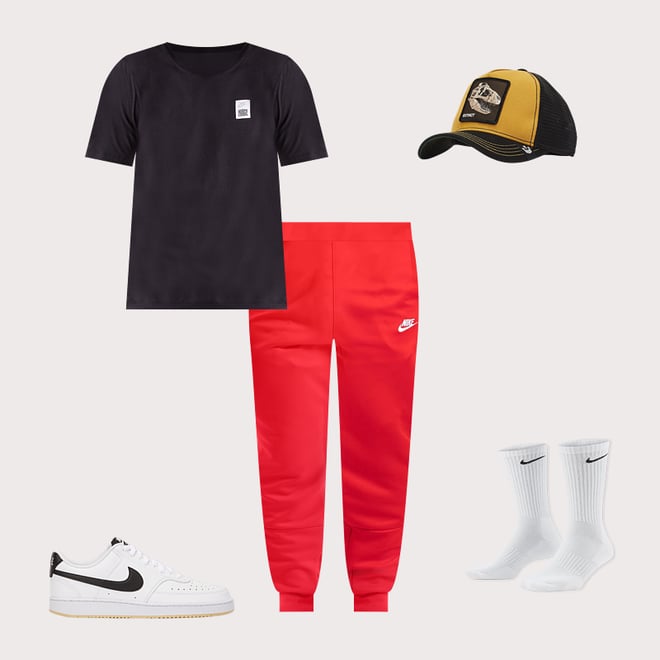 Nike tribute joggers red online