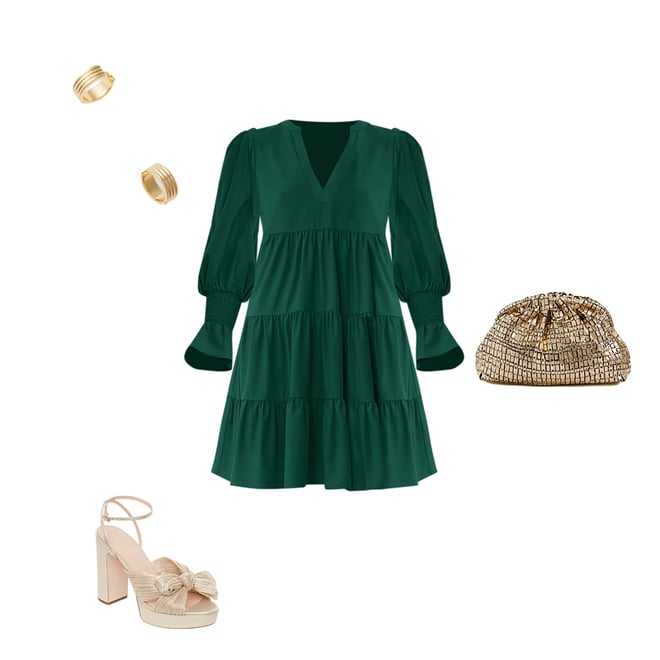 Hunter Green Crepe Callahan Dress