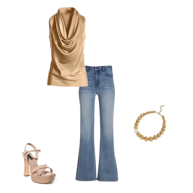 Marilyn Cowl-Neck Charmeuse Blouse - Champagne