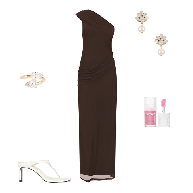 fleur maxi dress in dark brown superdown superdown Fleur Maxi Dress in Dark Brown