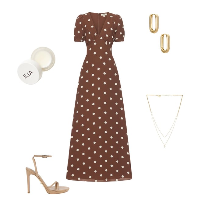 devin maxi dress in cream polka dot Devin Maxi Dress